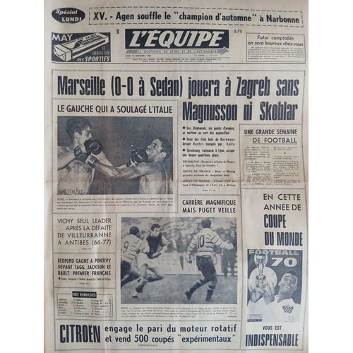 L'Equipe N°7341 Du 24/11/1969 - Magnusson, Skoblar