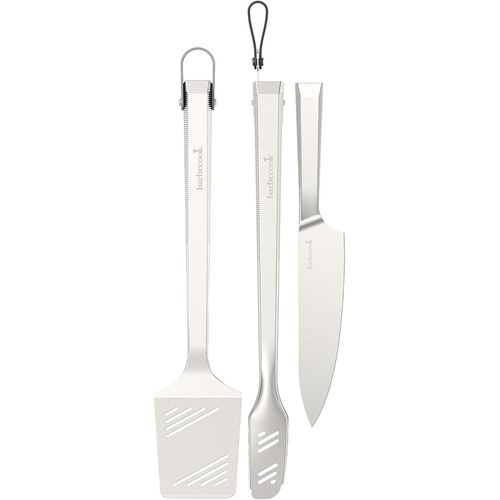 ASFASFq-kit ustensiles Barbecue Premium spatule spatule, Couteau de Chef et Pinces en Acier Inoxydable 45.7cm