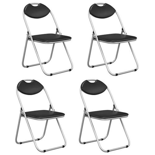 Costway Lot De 4 Chaise Pliante, Sièges En Simili Cuir Rembourrée D'epone Souple,Cadre En Métal Sans Assemblage, Noir