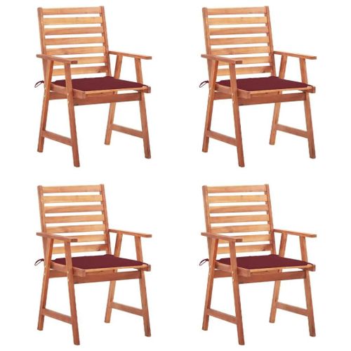 Prolenta Premium - Chaises À Manger D'extérieur Lot De 4 Et Coussins Acacia Massif