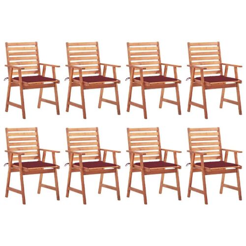 Prolenta Premium - Chaises À Manger D'extérieur Lot De 8 Et Coussins Acacia Massif