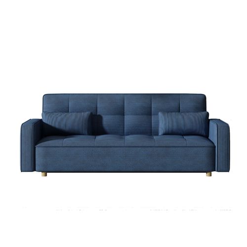 Canapé Scandinave Convertible 3 Places En Velours Côtelé Bleu Copenhague