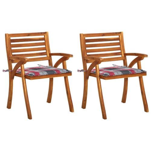 Prolenta Premium - Chaises À Manger De Jardin Avec Coussins Lot De 2 Acacia Massif