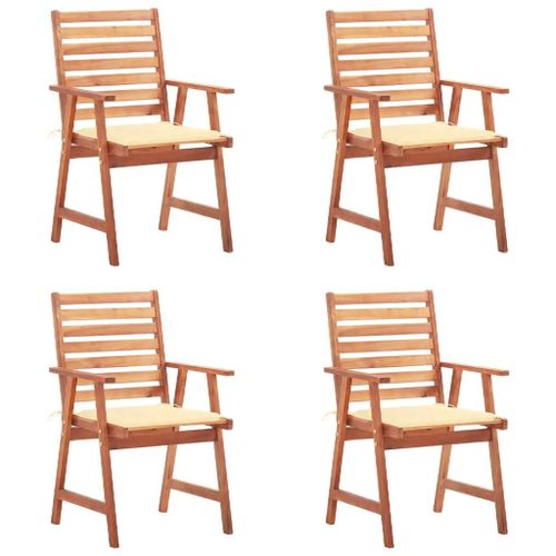 Prolenta Premium - Chaises À Manger D'extérieur Lot De 4 Et Coussins Acacia Massif