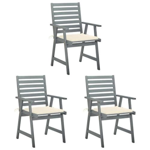 Prolenta Premium - Chaises À Manger D'extérieur Lot De 3 Et Coussins Acacia Massif