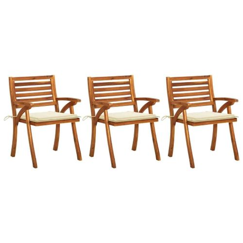 Prolenta Premium - Chaises À Manger De Jardin Avec Coussins Lot De 3 Acacia Massif