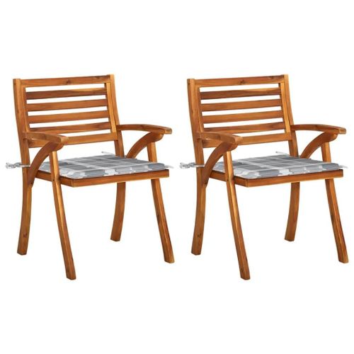 Prolenta Premium - Chaises À Manger De Jardin Avec Coussins Lot De 2 Acacia Massif