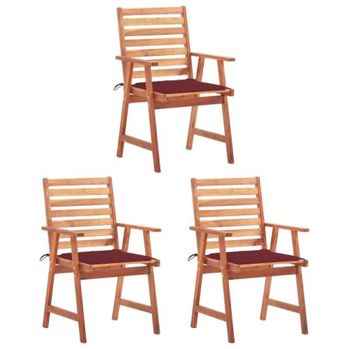 Prolenta Premium - Chaises À Manger D'extérieur Lot De 3 Et Coussins Acacia Massif