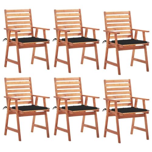 Prolenta Premium - Chaises À Manger D'extérieur Lot De 6 Et Coussins Acacia Massif