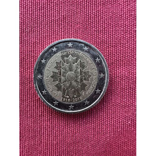 Piece 2€ Rare Le Bleuet De France, Fleur De Mémoire Et De Solidarité 1918-2018