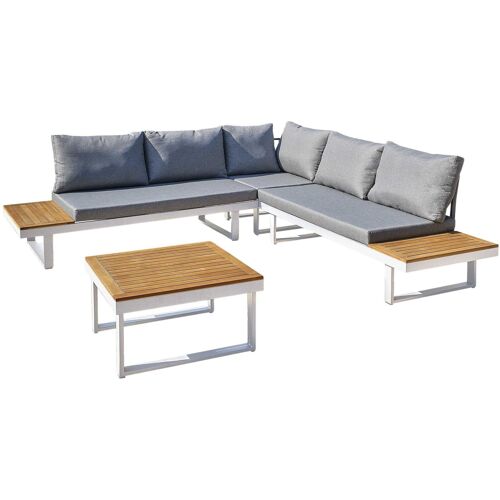Salon De Jardin En Aluminium Et Acacia 5 Places Miyako