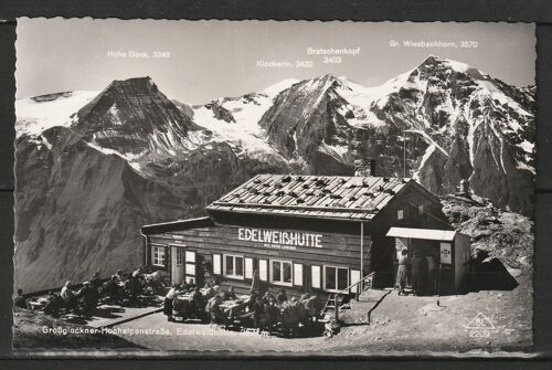 Carte Postale Autriche Grossglockner Hochalpenstabe Edelweibhutte 2571m. Non Circulée, Noir Et Blanc, Coupe Dentelée, 13,8cm X 8,8cm Années 50.