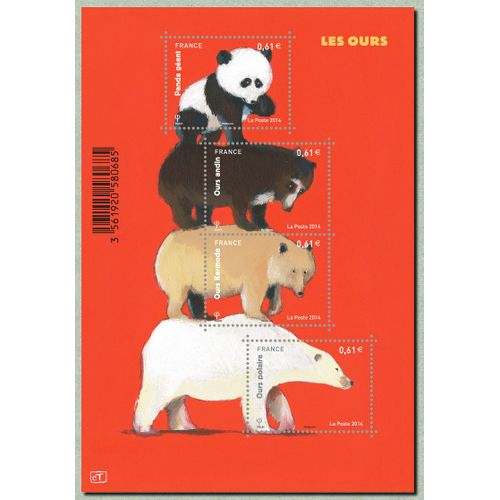 Série Nature (28) : Les Ours Feuillet 4844 Année 2014 N° 4843 4844 4845 4846 Yvert Et Tellier Luxe