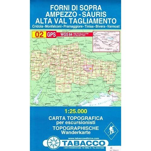 Tabacco Wandern Forni Di Sopra - Ampezzo 1 : 25 000