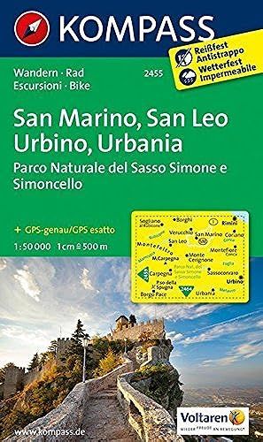Kompass Wanderkarte 2455 San Marino - San Leo - Urbino - Urbania - Parco Naturale Del Sasso Simone E Simoncello