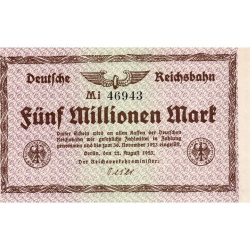 Billet De 5 Millions De Marks Allemagne Ps 1013d, 22 Août 1923