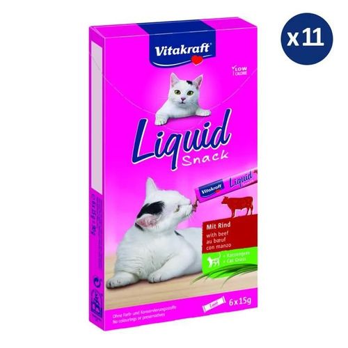 11 X 6 Friandises Pour Chat Au Boeuf Avec Herbe À Chat - Vitakraft Liquid Snack