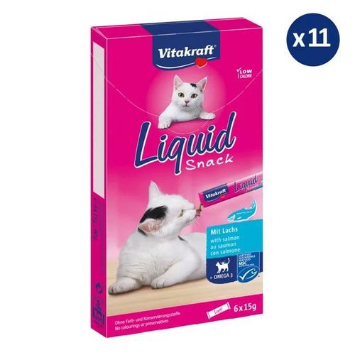 11 X 6 Friandises Pour Chat Au Saumon Et Oméga 3 - Vitakraft Liquid Snack