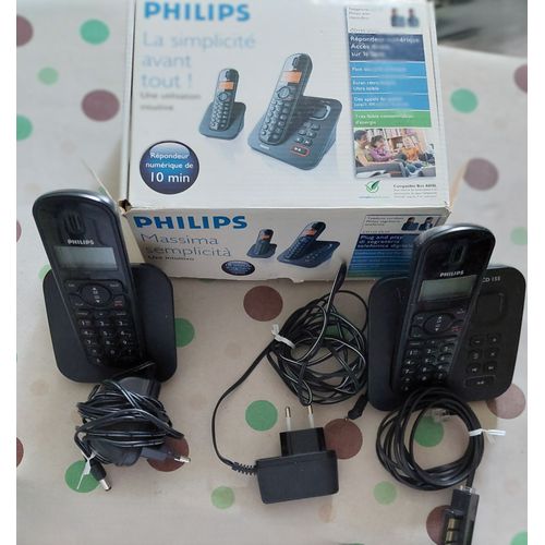 téléphone fixe sans fil modèle CD 155 Duo 2 combinés Philips