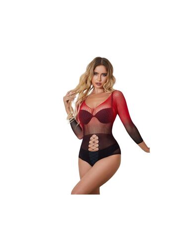 Subblime - 952259 Robe Résille Élastique Manches Longues Dégradé Rouge Et Noir Taille Unique
