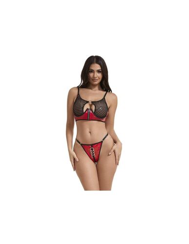 Subblime - 955533 Ensemble Soutien-Gorge À Fermeture Éclair En Cuir Verni Rouge S/M