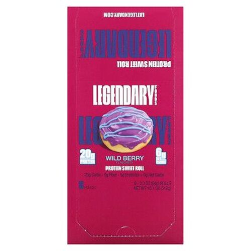Legendary Foods Rouleaux Protéinés Et Sucrés, Baies Sauvages, Paquet De 8, 64 G Chacun