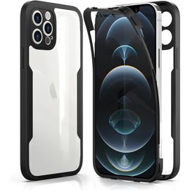 Cauc-Compatible Avec Apple Iphone 12 Pro Coque, 360 Degré Integrale Etui Pour Iphone 12 Pro Bumper Case Avec Ecran De Protection Antichoc Housse Noir