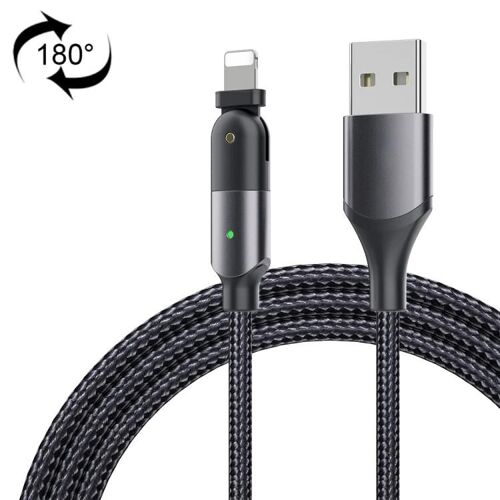 Câble De Charge Usb 8 Broches-2,4 A,Coude Rotatif À 180°,1,2 M,Gris Gris