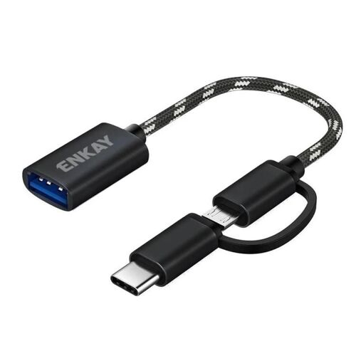 Câble adaptateur Type-C / Micro USB vers USB 3.0 OTG-2 en 1,Nylon tressé,