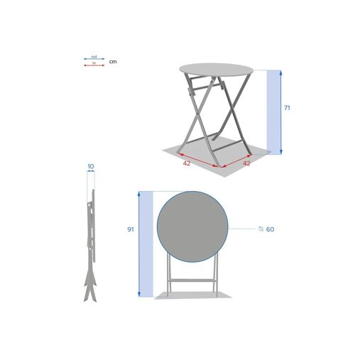 Salon De Jardin Rond En Métal Greensboro Ø 60 Cm Argile Avec 2 Chaises - Hespéride