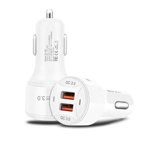 Chargeur De Voiture Rapide Usb 36w Dual Qc3.0-Chargeur De Voiture Blanc
