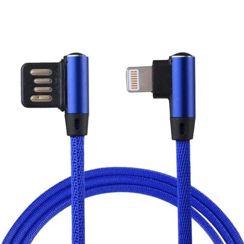 Câble De Charge Usb-1m,2.4a,8 Broches,Tissage En Nylon,Double Coude,Bleu Foncé-Bleu Foncé