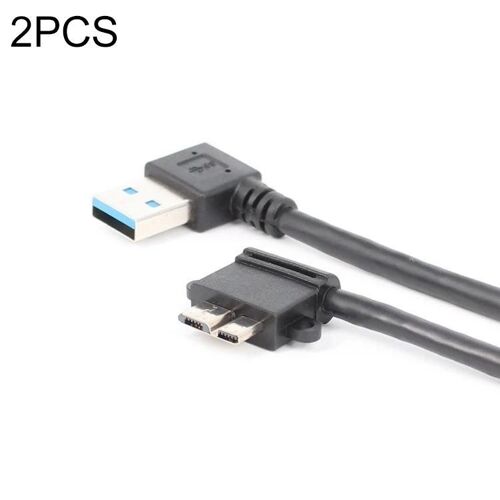 Câble de données de charge coudé USB 3.0-2 pièces,mâle droit vers micro USB,27cm