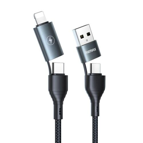 Câble De Données De Charge Rapide-1,2 M 2,4 A 4-En-1 Usb Vers Usb-C/Type-C/8 Broches-Remax