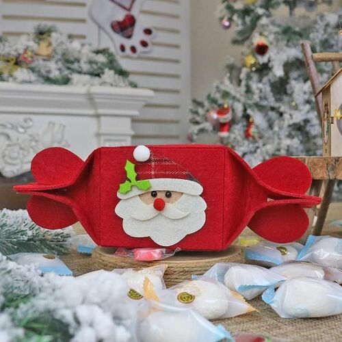 Sac Cadeau De Bonbons Pliant - Décoration De Noël Intissée De