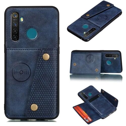 Boîtier Magnétique Antichoc Avec Emplacements Pour Cartes Pour Oppo Realme 5 Pro - Bleu Tpu+Pu Bleu