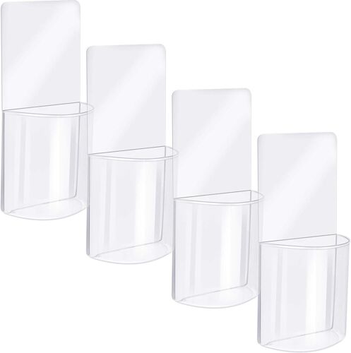 4 Pièces Boîte de Rangement Mural Support de Télécommande Transparent Organisateur de Médias en Acrylique Pratique