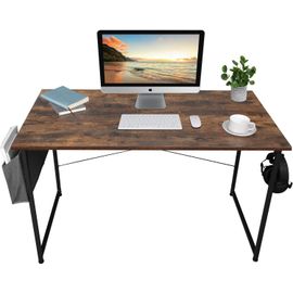 Bureau Avec Rangement Et Support Pour Casque, Poste De Travail, Bureau D'ordinateur, Table Pour Bureau, Chambre, Salon (Marron, 120 X 60 X 75 Cm)