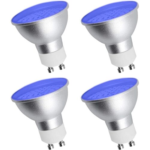 KAL-Ampoules Gu10 Led Bleu 5W, Ampoule Led Gu10 Couleur Bleu, 50W Bleu Mr16 Ampoules De Rechange Halogènes Pour Lampes Murales, Éclairage Des Paysages, Angle De Faisceau 120 °, Lot De 4