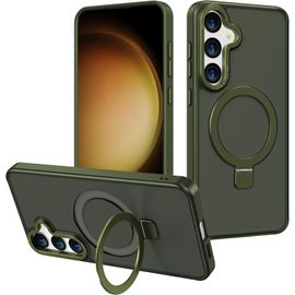 TRAHOO-Magnétique Coque Compatible avec Samsung Galaxy S24,Etui Translucide Mat Arrière Housse Case avec Magnétique Support,Vert