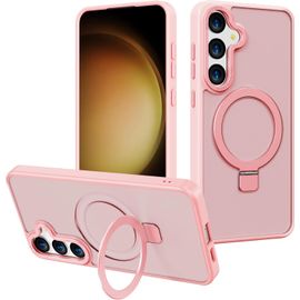 TRAHOO-Magnétique Coque Compatible avec Samsung Galaxy S22,Etui Translucide Mat Arrière Housse Case avec Magnétique Support,Pink