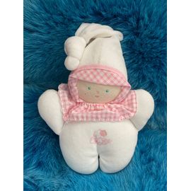 Poupée Chiffon Châtain Souriante Dessin Chien Collerette Vichy Rose Corolle