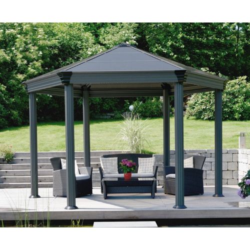 Palram - Gazébo Tonnelle Hexagonale 11.16m² Gris Anthracite 703445