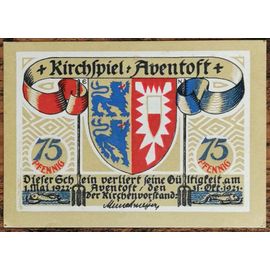 Billet Allemagne 75 Pfennig 10/1921 Aventoft Grm 57,1 2/3