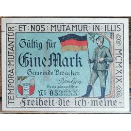 Billet Allemagne 1 Mark 1919 Broacker Grm 188,1 2/2