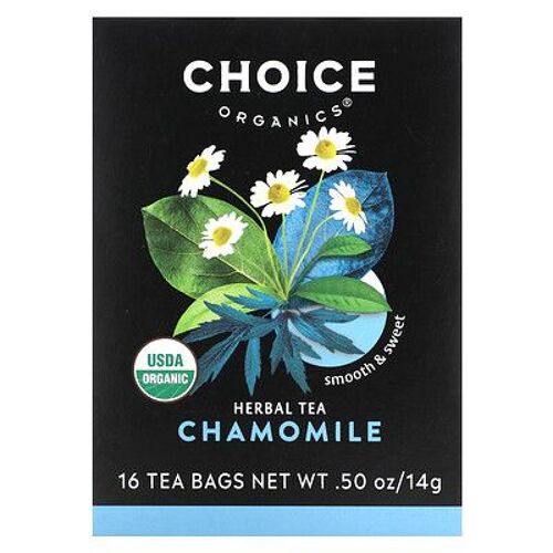 Choice Organic Teas Tisane, Camomille, Sans Caféine, 16 Sachets, 14 G