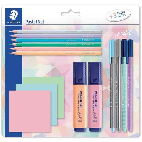 Staedtler Set D'écriture Pastel, Avec 3 Bloc-Notes Adhésifs