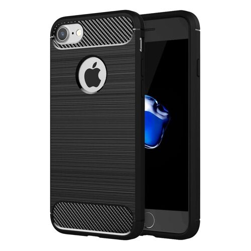 Coque iPhone 8 & 7 Rugged Armor - Texture brossée Fibre TPU, Noir Noir