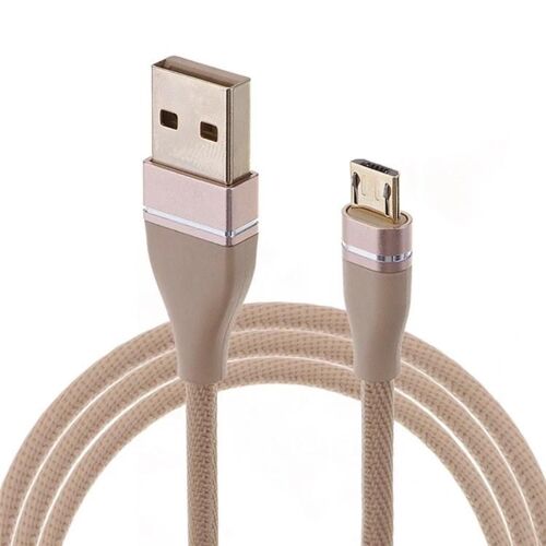 USB to Micro USB Charging Cable - 1m Nylon Weave, Compatible with Galaxy, Huawei, Xiaomi, LG, HTC Gold