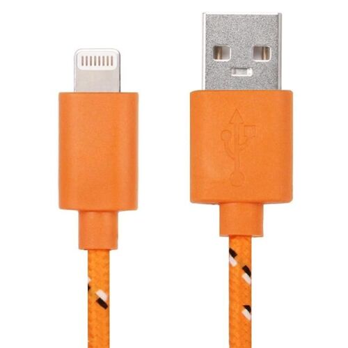 USB Data Transfer Charging Cable-3m Nylon Netting for iPhone/iPad-Orange Orange